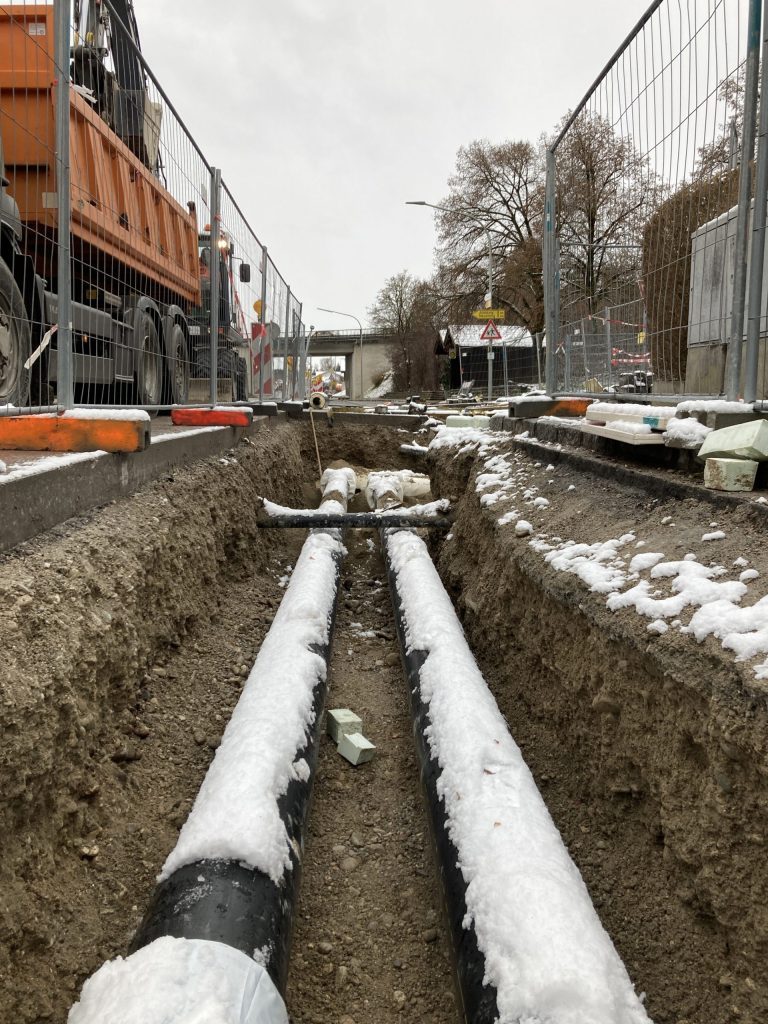 Bauarbeiten bei winterlichen Verhältnissen